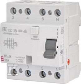 EFI-P4 A 25/0.1 WYŁ.RÓŻNIC-PRĄD.